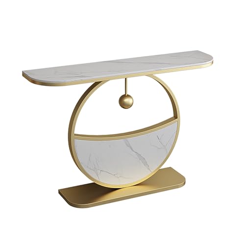 Consola de Entrada Industrial, Mesa Auxiliar geométrica de Metal para recibidor, Pasillo y Sala de Estar, Blanca, 100 x 30 cm - Muebles de Entrada Modernos, decoración Elegante para el hogar