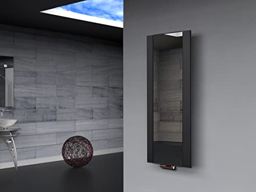 Badheizkörper Design Singapur 2, HxB: 120 x 47 cm, 799 Watt, schwarz/Spiegel MADE IN GERMANY Szagato Handtuchheizung Handtuchwärmer Design Heizkörper mit Spiegel Spiegelheizkörper