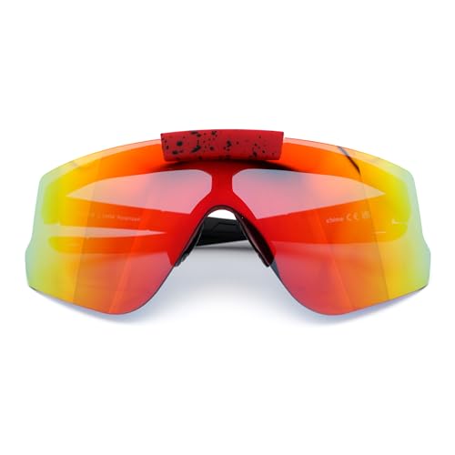 Polarized Mens Flip Up Rimless Oversized Shield Plastic Sport Sunglasses