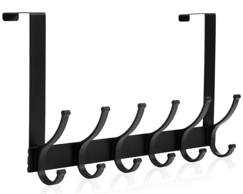 Optish Over The Door Hooks Door Hanger Hook Over The Doors Towel Rack for Bathroom Doors Towel Hanger for Hanging Coats Hats (1Pack Black)