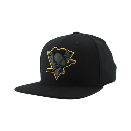 Pittsburgh Penguins NHL Officially Licensed Adjustable Snapback Hat Flat Bill Z11 Black Element