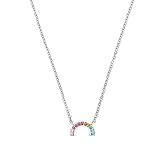 s.Oliver Collier 925 Sterling Silber Mädchen Kinder Halsschmuck, mit Zirkonia synth, 37+3 cm, Multicolor, Regenbogen, Kommt in Schmuck Geschenk Box, 2031535