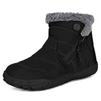 Girls Boys Barefoot Boots Shoes Minimalist Winter Snow Boots Wide Width Waterproof Ankle Booties Cold Weather Outdoor Shoes with Zero Drop Sole (Little Kid/Big Kid) (Black, 35, 3 US Little Kid)