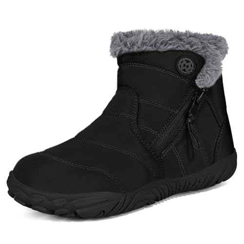 Girls Boys Barefoot Boots Shoes Minimalist Winter Snow Boots Wide Width Waterproof Ankle Booties Cold Weather Outdoor Shoes with Zero Drop Sole (Little Kid/Big Kid)