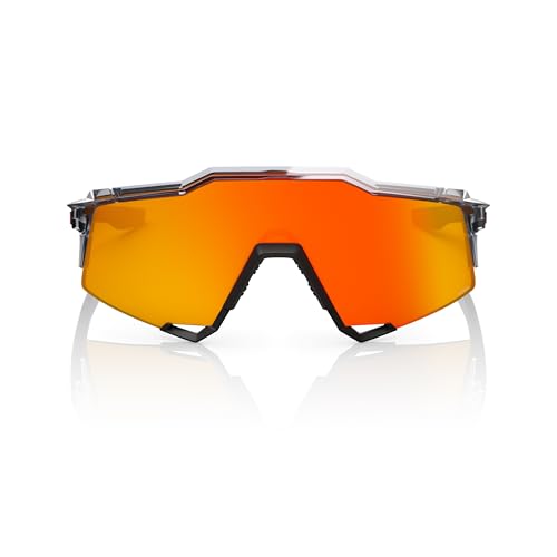 Image of 100% SPEEDCRAFT Sport Performance Cycling Sunglasses (Translucent Grey & Matte Black - HiPER Red Mirror Lens)