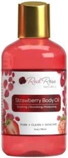 Red Rose Naturals Strawberry Body Oil, Natural Body Oil For Women, Shower and Bath Perfume, Hydrating & Deep M