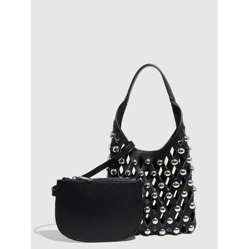 Women's Punk Y2K Studded Bag PU Leather Crossbody Mini Purse Handbag 2025 Daily Hollowed-out Handbag2