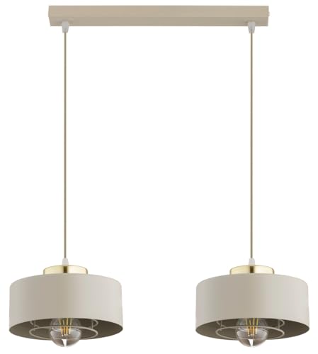KAR LIGHTING Pendelleuchte 2-flammig aus Metall in Beige, höhenverstellbar | E27 Fassung | LED geeignet | Hängelampe für Wohnzimmer, Esszimmer, Küche, Büro oder Schlafzimmer