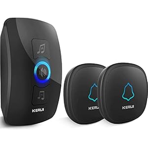 KERUI Wireless Doorbell, Plug in Waterproof Battery Operated Cordless Doorbell Operating at 1,000 Feet Long Range with 32 Chimes 4 Volume Levels LED Light Easy Install for Home, School, Office