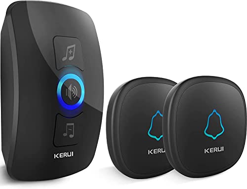 KERUI Wireless Doorbell, Plug in Waterproof Battery Operated Cordless Doorbell Operating at 1,000 Feet Long Range with 32 Chimes 4 Volume Levels LED Light Easy Install for Home, School, Office