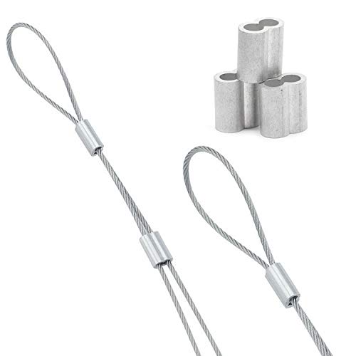 TOUHIA 100 Pcs 1/16" Aluminum Crimping Loop Sleeve Double Barrel Ferrule for Wire Rope and Cable