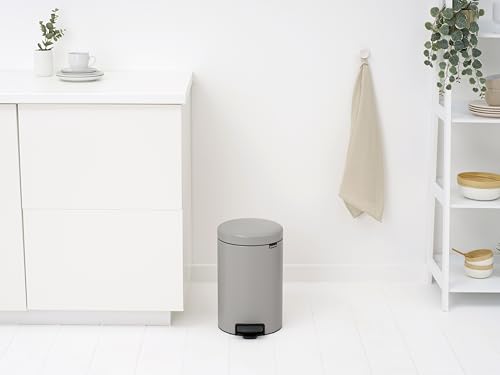Image of Brabantia NewIcon Pedal Bin 3.2 Gallon /12L (Soft Gray), Soft-Closing Kitchen Garbage Can, Step-On Trash Can with Removable Inner Bucket, PerfectFit Trash Bag Pack Included