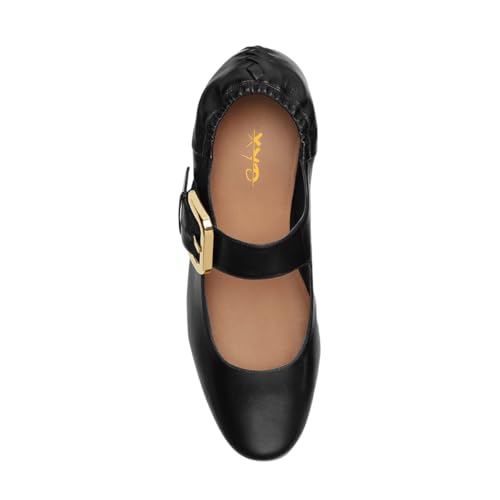 XYD Women Closed Round Toe Flat Buckle Strap Mary Jane Braided Low Heel Comfortable Daily Work Dress Shoes2