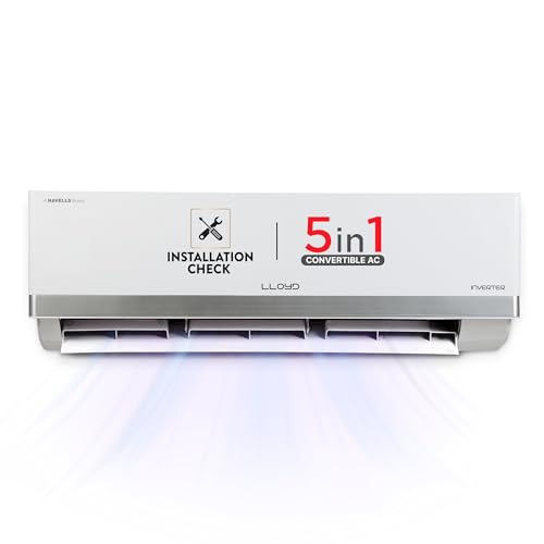 Image of Lloyd 1.5 Ton 3 Star Inverter Split AC (5 in 1 Convertible, Cools Even at 52C, Anti Corrosion Coating, Copper, Anti-Viral Filter, White with Silver Deco Strip, GLS18I3FOSBW)