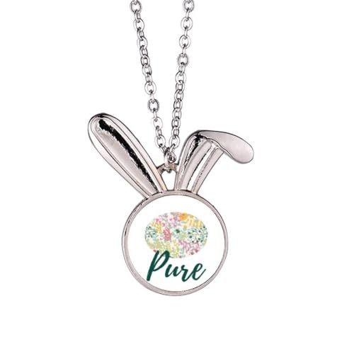 Collier lapin fleurs multicolores pendentif original chaîne ajustable