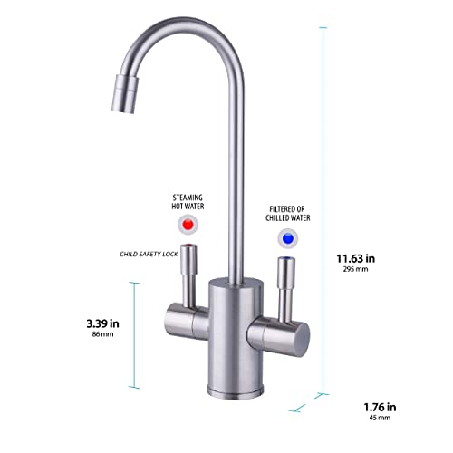 Image of Ready Hot RH-F560-BN Faucet Only for Ready Hot Instant Hot Water Tank, Insulated, Safety Lock on Handle, Dual Lever Hot & Cold Water, Brushed Nickel Finish