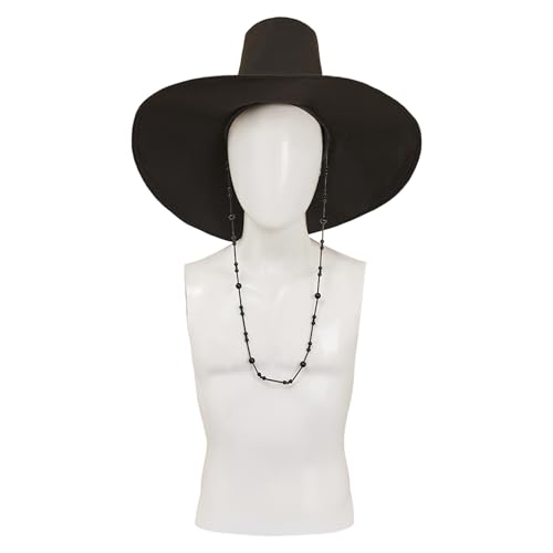Adult Men Cosplay Hat with Beaded Strap Black Headwear Accessory
