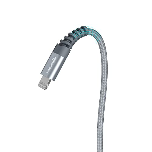 amazon basics Usb A To Lightning Aluminum With Nylon Braided Mfi Certified Charging Cable (Grey), 1.2M