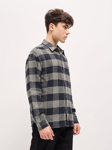 Image of THE BEAR HOUSE Men's Cotton Checked Flannel Overshirt