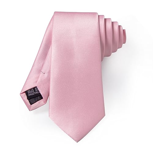 Image of YourTies Skinny Ties for Men Satin 2.4 inch Slim Necktie with Pocket Square Tie Clip Set Solid Color Wedding Party Business
