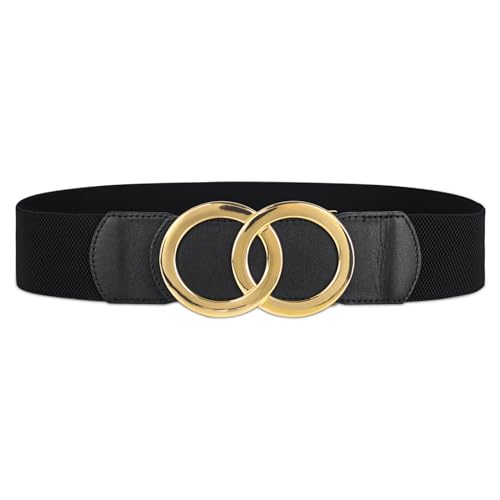 Image of Aurolran Women's Fashion Classic Metal Buckle Leather Belt with Jeans Dress