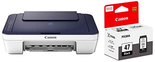 Canon PIXMA E477 All-in-One Wireless Ink Efficient Colour Printer (White/Blue) with PG-47 Ink Cartridge (Black)