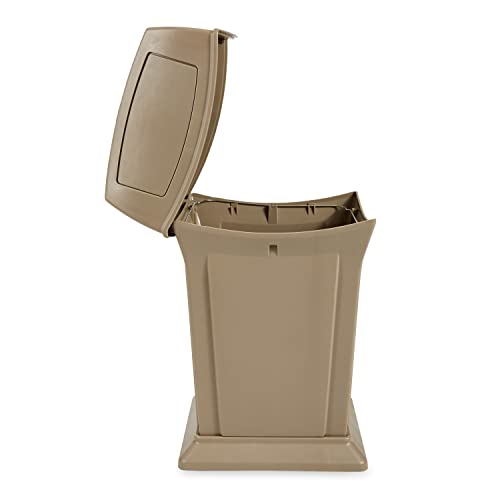 Image of Rubbermaid Commercial Products Ranger Outdoor Trash Can with Lid and Doors, 45-Gallon, Black Plastic, Outdoor Garbage Can /Wastebasket for Parks /Shopping Malls /Festivals /Stadiums