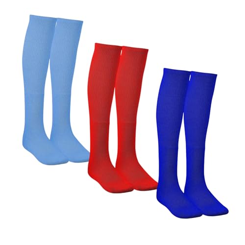 Vizari League Sports Socks for Boys and Girls | Polyester and Stretchable Adult League Socks | Soccer Socks with 360° Arch and Ankle Support | Football socks (Pack of 3)