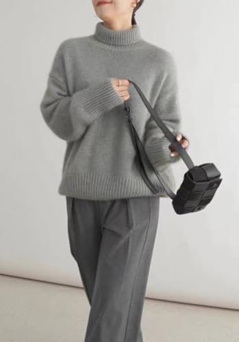 Image of Turtleneck Sweaters for Women Long Sleeve Knit Jumpers Fall Winter Chunky Soft Warm Trendy Pullover Basic Top