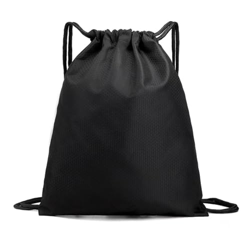 Image of Waterproof Drawstring Backpacks, Soccer-Texture Oxford Fabric, 16.9 inch x 13.8 inch,0.19 lb, Gym & Marathon Gear Sacks (1, Black)