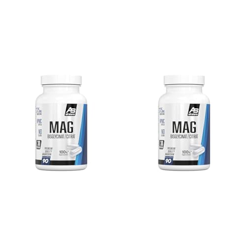 All Stars Pure MAG Kapseln I 90 Magnesium-Kapseln hochdosiert I 125mg Magnesium pro Kapsel I hochwertiges Bisglycinat + Citrat I Supplement ohne Gelatine & mit wenig Fett & Zucker (Packung mit 2)