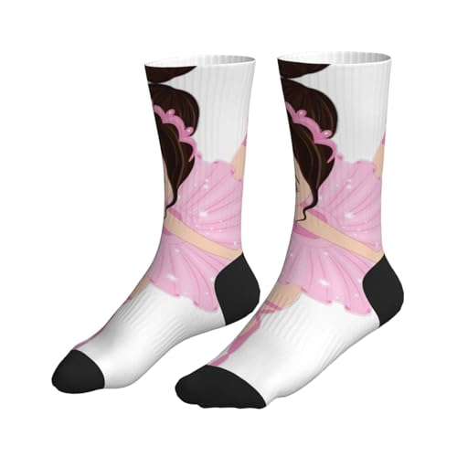 Little Ballerina Dancing Girl Crew Socks Moisture Wicking Sport Socks Breathable Training Athletic Socks Unisex3