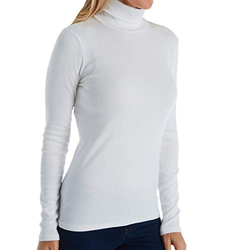 Michael Stars Women's Ultra Rib Justine Long Sleeve Turtleneck 2564 L White