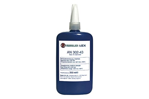 Riegler Lock AN 302-43, adhesivo anaeróbico, dureza media, alta viscosidad, seguridad para tornillos, DVGW, velocidad -60 °C hasta 150 °C, 250 ml.