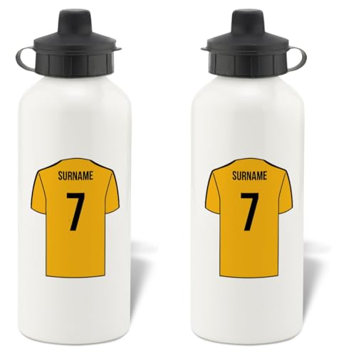 Botella de agua de aluminio personalizada con diseño de camiseta de fútbol para los aficionados de Wolverhampton Wanderers FC - 600ml - White Botella