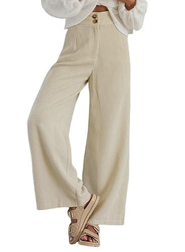 Sidefeel Corduroy Pants for Women Casual Cargo High Waisted