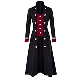 Riou Damen Gothic Mantel Steampunk Vintage Frack Jacke Mittelalter Viktorian Retro Halloween Fasching Karneval Cosplay Kostüm
