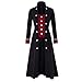 Produktbild Linkay Damen Winterjacke Langer schwarzer Vintage Mantel Elegante Streetwear Mittelalter GotischerJackenkleid Slim Fit Taille Festliches Kostüm Plissee Ärmel Weihnachtskleidung (Schwarz,Small)