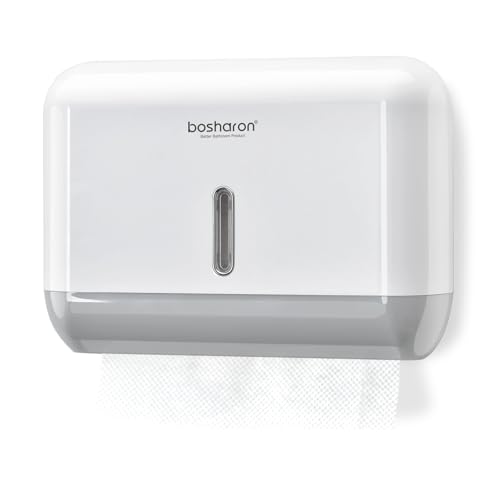 Paper Towel Dispenser Wall Mount,Adhesive No Drilling Multifold Trifold Z Fold Commercial Paper Towel Dispenser,Toilet Compact Tissue Dispensers for Hotel Bathroom Kitchen Office(White)