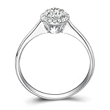 Gualiy Alianza de boda de oro blanco para mujer de 9 quilates con diamantes cultivados en laboratorio de 0,7 quilates, talla J 1/2