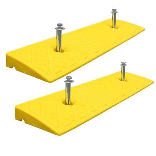 Rampas portátiles amarillas de plástico ligero 50 x 24 x 7 cm para scooters y sillas de ruedas, paquete de 2 miniatura 1