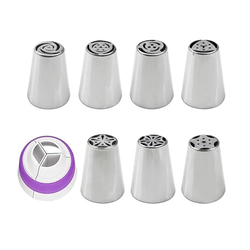WJLYDM Juego de 1 3/8 boquillas Manga pastelera con Forma tulipán, Acero Inoxidable, for Decorar Cupcakes y Pasteles para Decorar Pasteles, Tartas Y Galletas(8pcs Set)