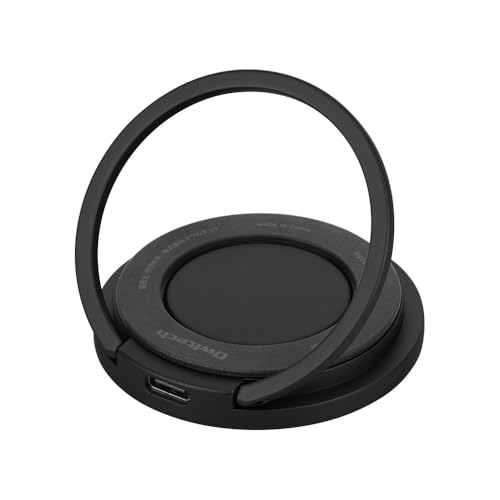 オウルテック マグネットワイヤレス充電器 スマホリング搭載 厚さ約9.7mm 15W急速充電対応 ブラック