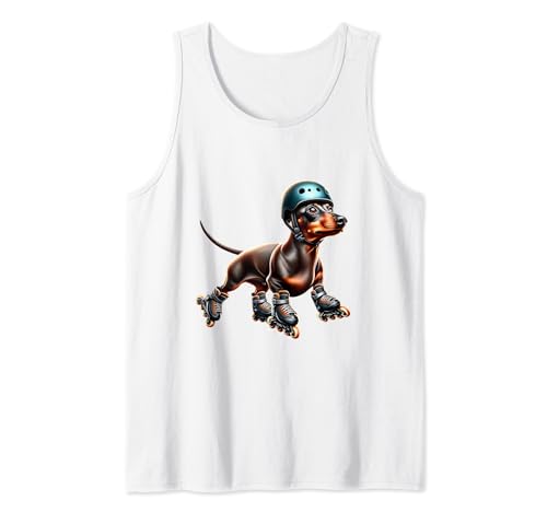 Dackel Jagdhund mit Hunde Inliner skaten Hund Tank Top