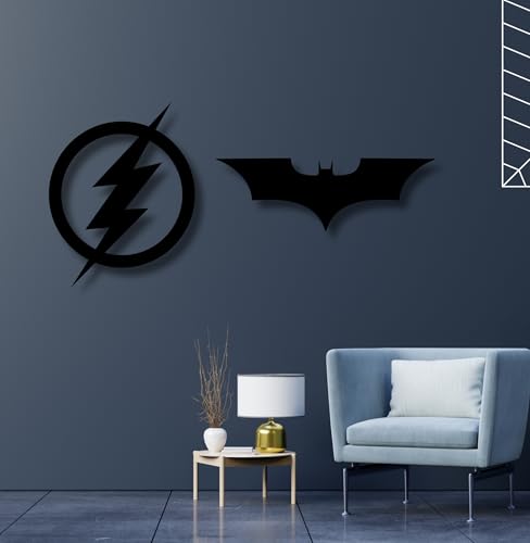 Image of TWIGGY Superhero 6mm MDF Wooden Wall Decor Set for Home, Office, or Gaming Room, Gift, Anime (pack of 2 | The Flash, The Dark Knight)