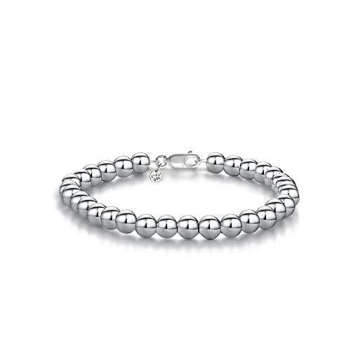 Savlano 925 Sterling Silver Handmade Bead Ball Strand Chain Bracelet For Women - Made in Italy Comes With a Gift Box
