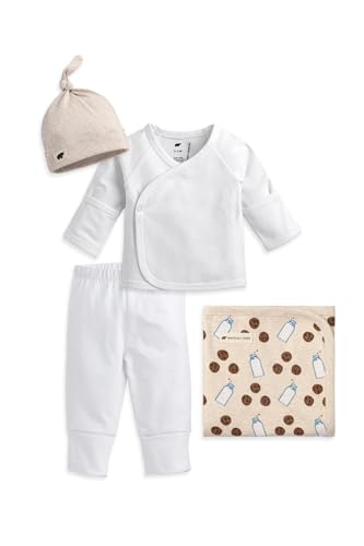 Image of monica + andy Hospital Cuddle Box, 100% Organic Baby Clothes for Newborns & Infants, Coming Home Swaddle Blanket & Cap