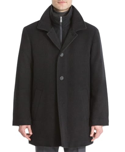 Image of Calvin Klein Men’s Modern Style Overcoat with Cold Weather Features Charcoal