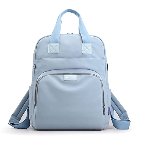 Mochila Impermeável Feminina Escolar Fashion Resistente,Mochilas Para Notebook azul claro