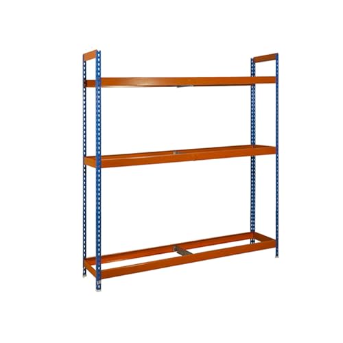 Simon Rack Estantería para Neumáticos, Soporte Neumáticos, 3 Niveles, Alta Capacidad Carga 120 kg, 2000x1500x450 mm, Estantería para 15 neumáticos, Azul/Naranja - Simonauto
